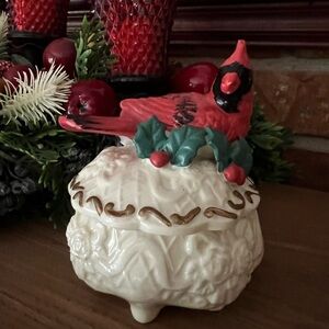 Rare Vintage Red Bird Christmas Candle Holder